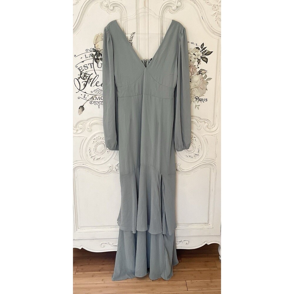 Lulus Tier Elegance Maxi Dress Sage Brush‎ Size XL NWOT - Picture 9 of 12